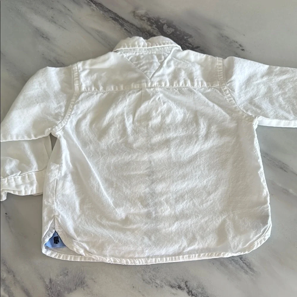 TOMMY HILFIGER White Button Down Shirt Classic Cotton - Toddler Boy 18 months - Picture 3 of 5